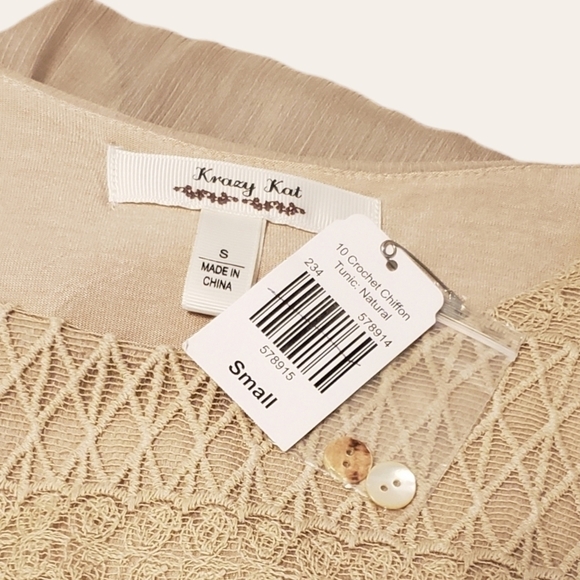 Krazy Kat small sheer crochet chiffon tunic Nwt Cottagecore T34 - Picture 5 of 5